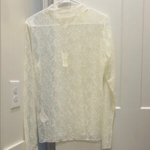 Anthropologie Lace Long Sleeve Blouse - Cream